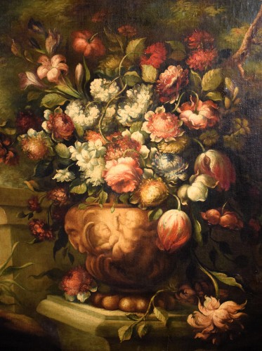 Still Life of Flowers in a Medici Vase - Italian School, 18th Century - Louis XV